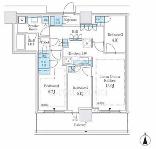 パークシティ中野　ザ　タワー　ブリーズ 11階 間取り図