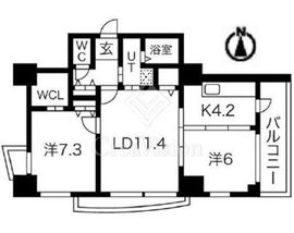 シティコート目黒 2-611 間取り図
