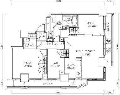 パークキューブ愛宕山タワー 1702 間取り図