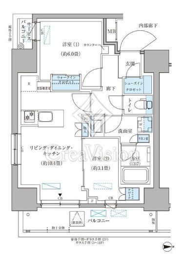 パークアクシス住吉ガーデンスクエア 601 間取り図