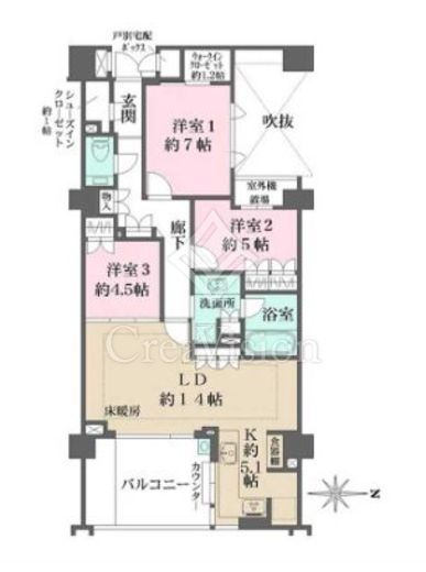 ザ・パークハウス代々木大山レジデンス 4階 間取り図