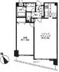 ヒューリック目黒三田 407 間取り図