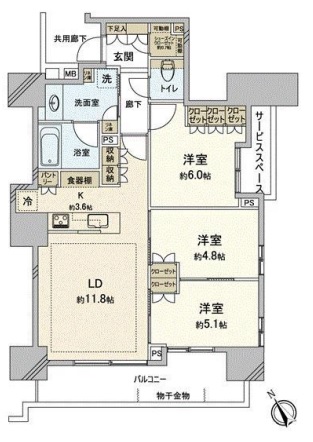 パークタワー山王 12階 間取り図