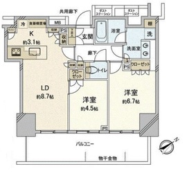 パークタワー山王 19階 間取り図