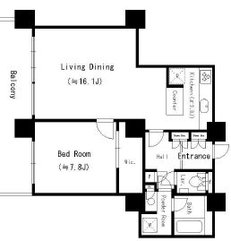 リバーポイントタワー 1511 間取り図
