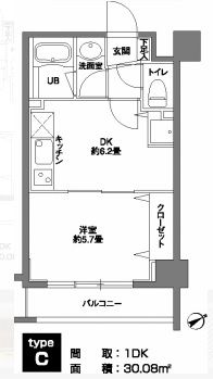 カスタリア浅草橋 203 間取り図