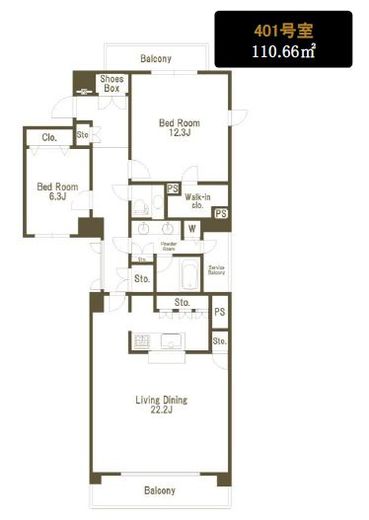 グランフォークス西麻布 401 間取り図