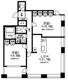 レジディアタワー麻布十番 2302 間取り図