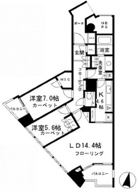 品川Vタワー タワー棟 14階 間取り図