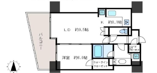 シティタワー四谷 5階 間取り図
