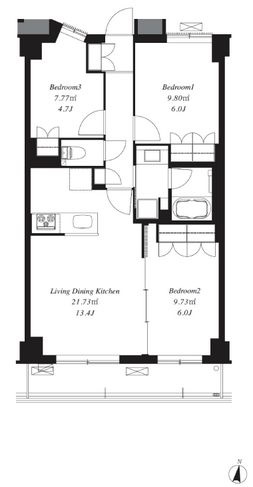 フレンシア洗足池 203 間取り図