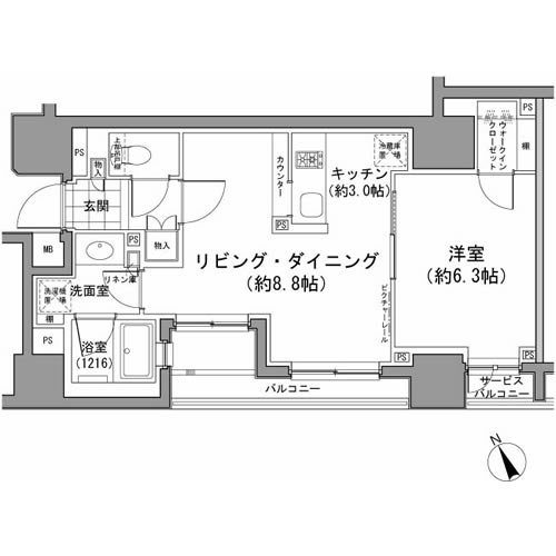 パークハビオ八丁堀 805 間取り図