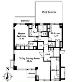 麻布仙台坂ヒルズ 3F1 間取り図