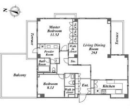 麻布仙台坂ヒルズ 3F2 間取り図