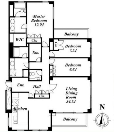 麻布仙台坂ヒルズ 2F1 間取り図