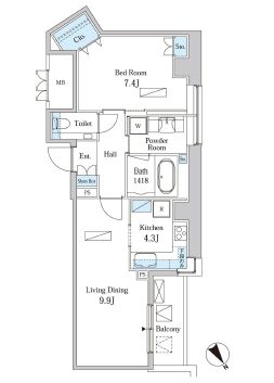 モメント汐留 1512 間取り図