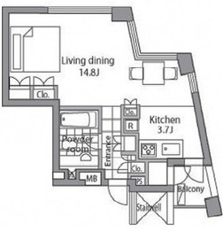 レジディアタワー乃木坂 1904 間取り図