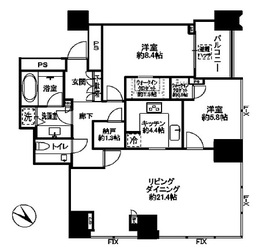 シティタワー麻布十番 15階 間取り図