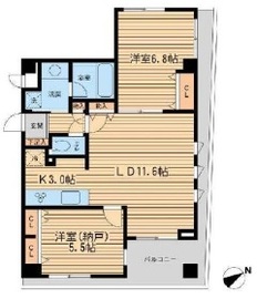 THE パームス代々木上原ヴェールテラス 104 間取り図