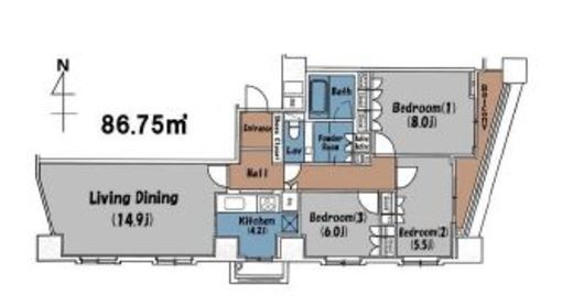 ファーストリアルタワー新宿 2703 間取り図