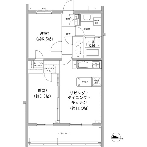 ヒューリックコート雪が谷 203 間取り図