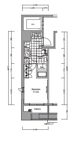 ザ・パークハビオ蔵前 701 間取り図