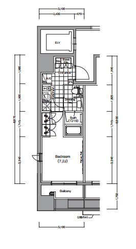 ザ・パークハビオ蔵前 901 間取り図