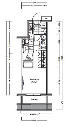 ザ・パークハビオ蔵前 502 間取り図