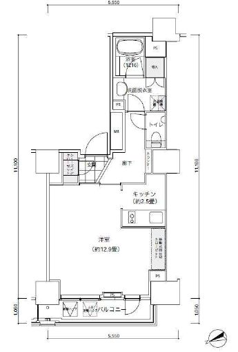 パークキューブ愛宕山タワー 202 間取り図