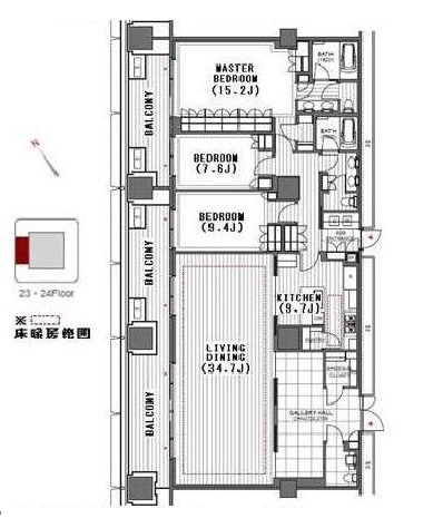 アークヒルズ仙石山レジデンス 23階 間取り図