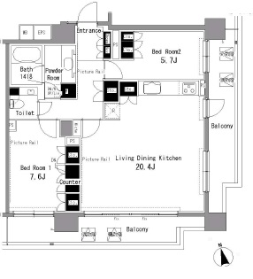 パークアクシス渋谷桜丘サウス 1302 間取り図