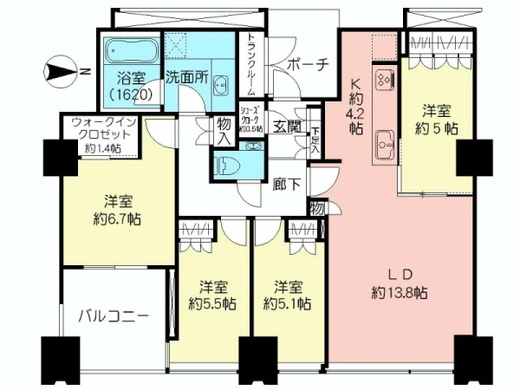 ライオンズ東中野 22階 間取り図