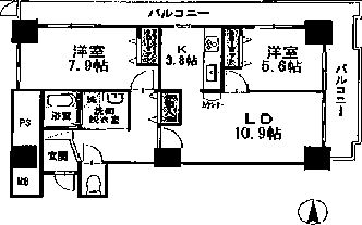 品川シーサイドビュータワー2 1809 間取り図