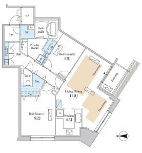 モメント汐留 1401 間取り図
