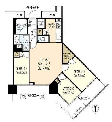 アーバンドックパークシティ豊洲タワー 30階 間取り図