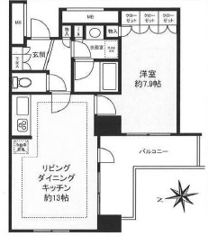 スカイグランデ汐留 18階 間取り図