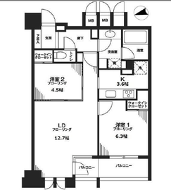 シティハウス東京新橋 8階 間取り図