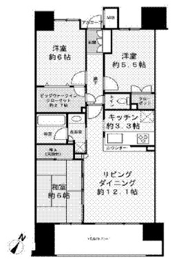 クレストシティレジデンス 7階 間取り図