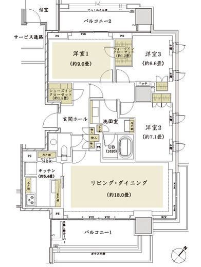 ザ・パークハウスグラン千鳥ヶ淵 5階 間取り図