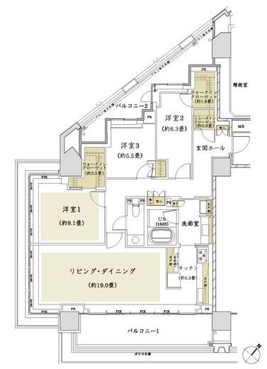 ザ・パークハウスグラン千鳥ヶ淵 4階 間取り図