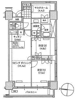 ブリリアイスト東雲キャナルコート 811 間取り図