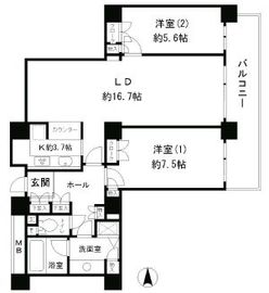 リバーポイントタワー 2502 間取り図