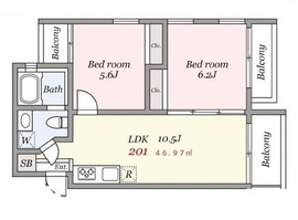 グランドハウス中目黒 201 間取り図