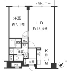 ルシマン月島 1302 間取り図