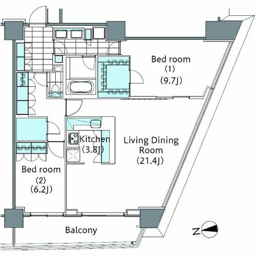 コンフォリア新宿イーストサイドタワー 2110 間取り図