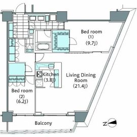 コンフォリア新宿イーストサイドタワー 2110 間取り図