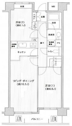 プライムアーバン目黒リバーフロント 502 間取り図
