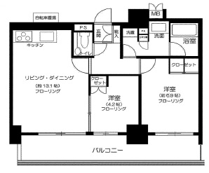 リビオ五反田プラグマGタワー 15階 間取り図