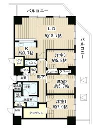 トレステージ目黒 1701 間取り図