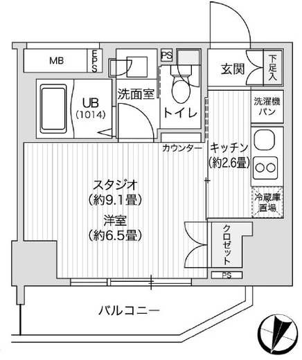 レジディア笹塚2 1310 間取り図